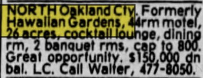 Hawaiian Gardens Resort Motel - Dec 1981 For Sale (newer photo)